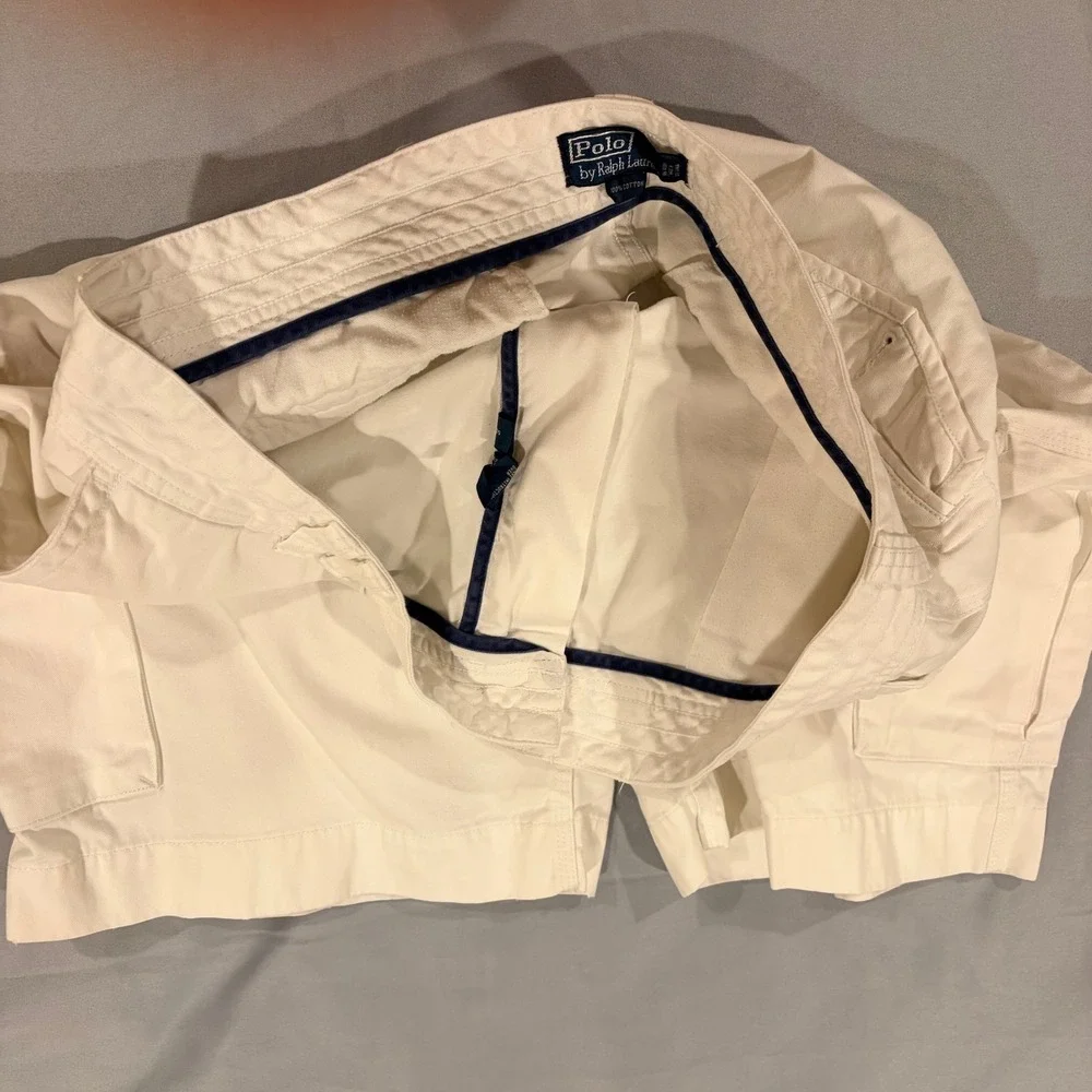 Polo Ralph Lauren Mens White Cotton Cargo Shorts Size 40 Classic Utility Preppy